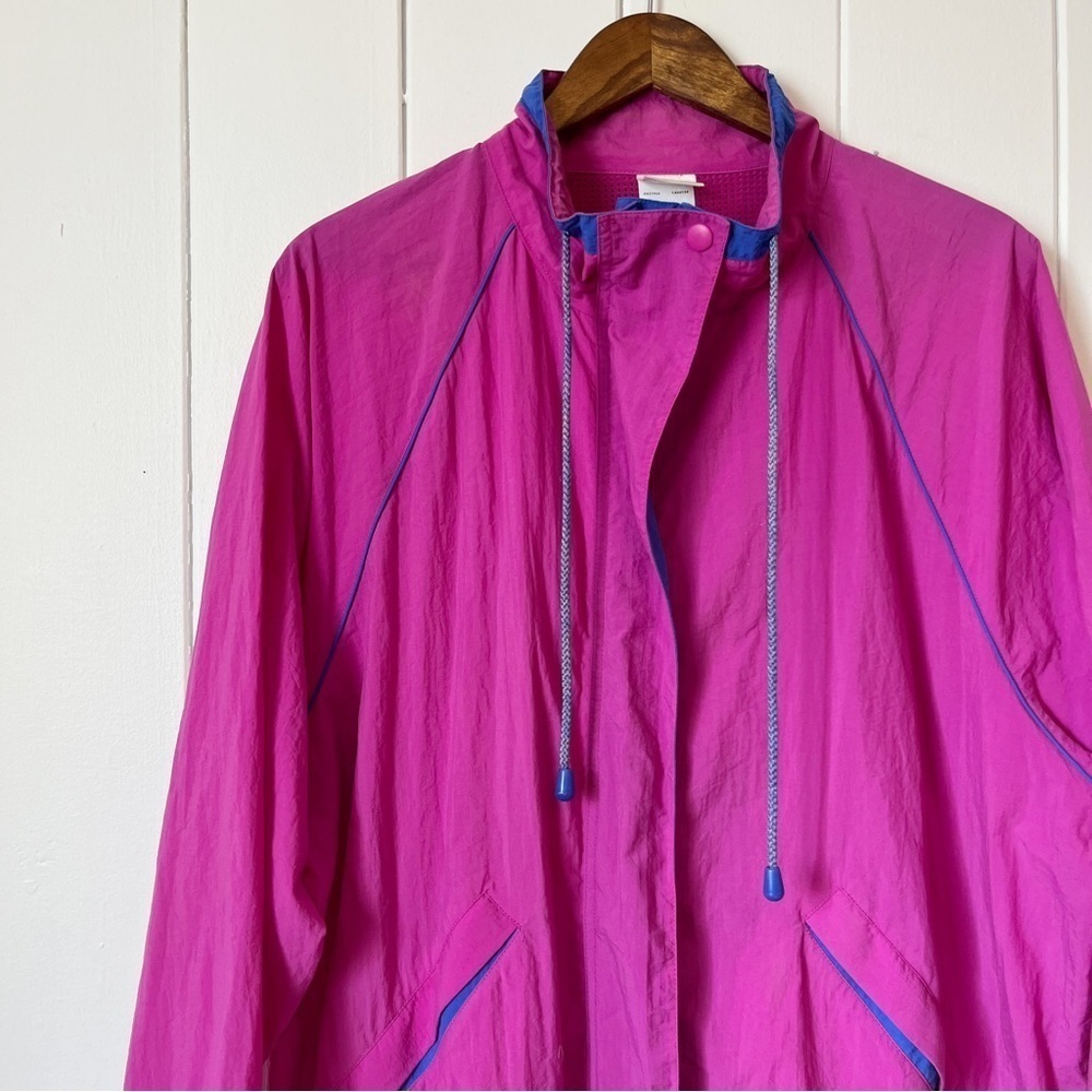 Vintage Jantzen Pink with Purple Detail Zip Up Windbreaker. Size Large.